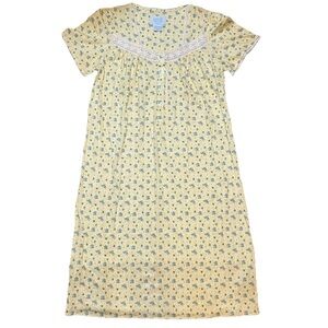 Vintage Ashley‎ Taylor Yellow Floral Lace Nightgown Dress Womens M Cottagecore